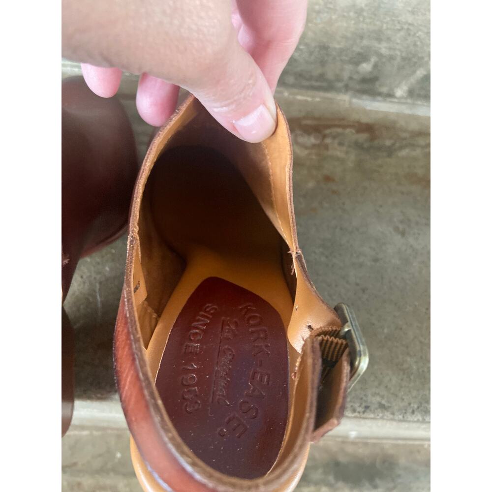 Kork-Ease Hanelle brown leather stacked heel mules with back strap - Picture 5 of 8